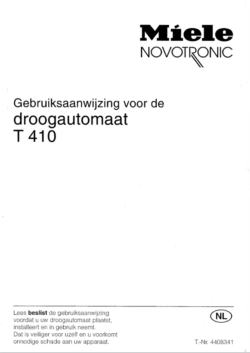 Page 1 de la notice Manuel utilisateur Miele Novotronic T410