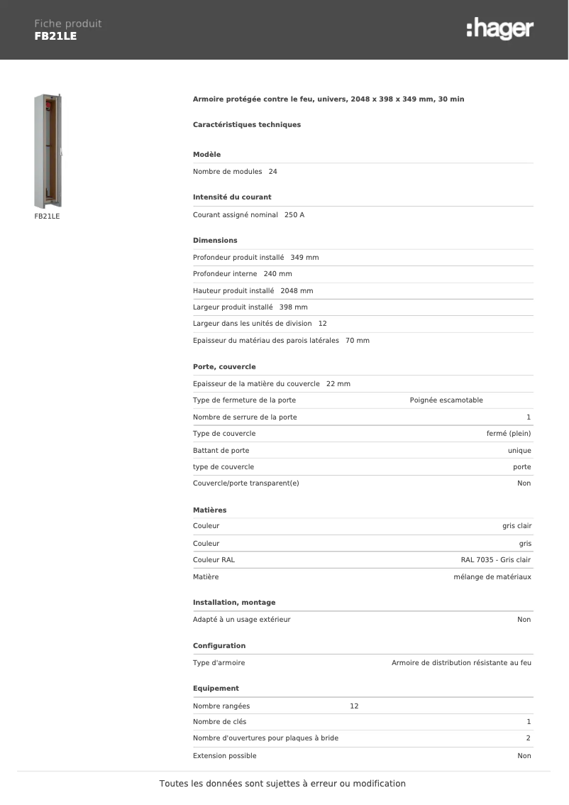 Image de la première page du manuel de l'appareil FB21LE