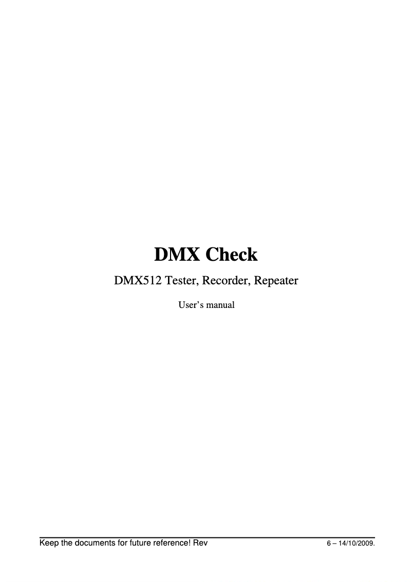 Image de la première page du manuel de l'appareil DMX512