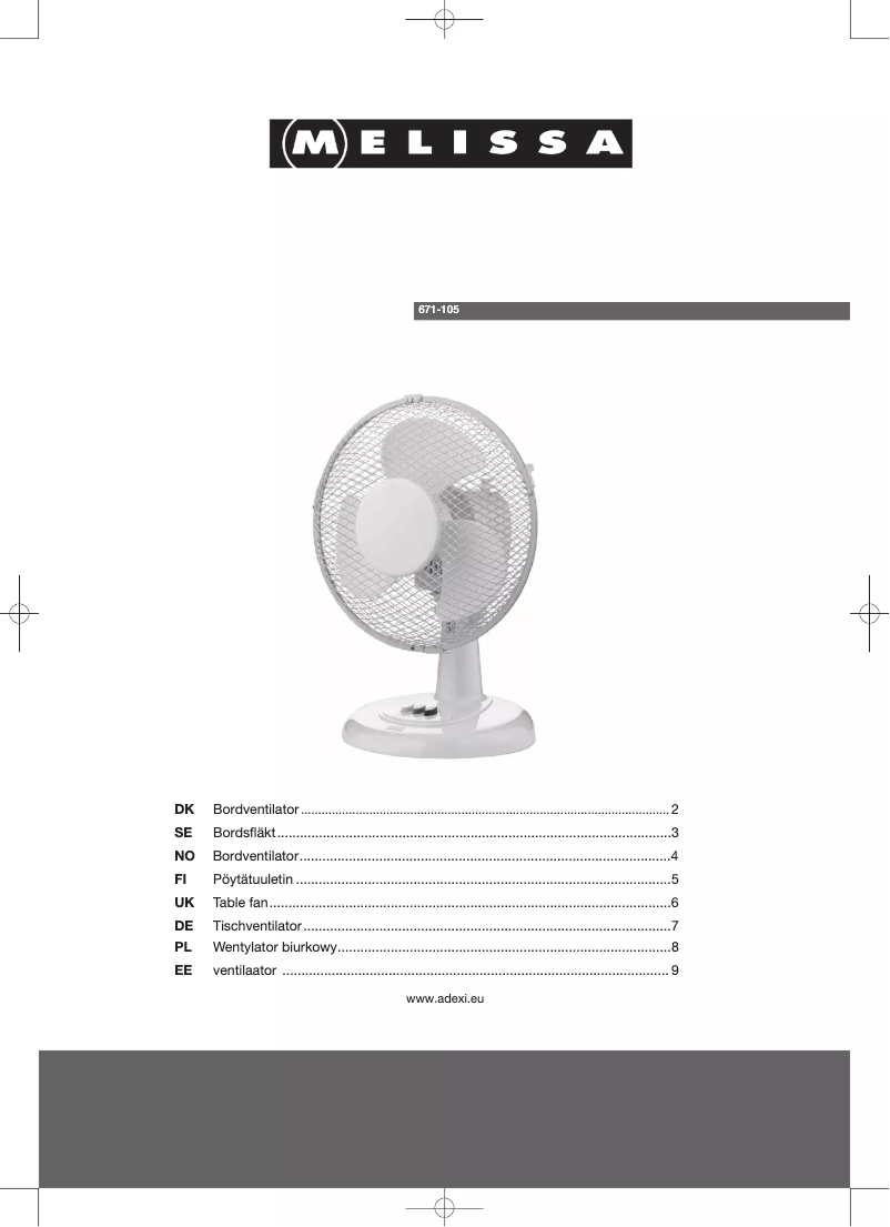 Page 1 de la notice Manuel utilisateur Melissa 671105