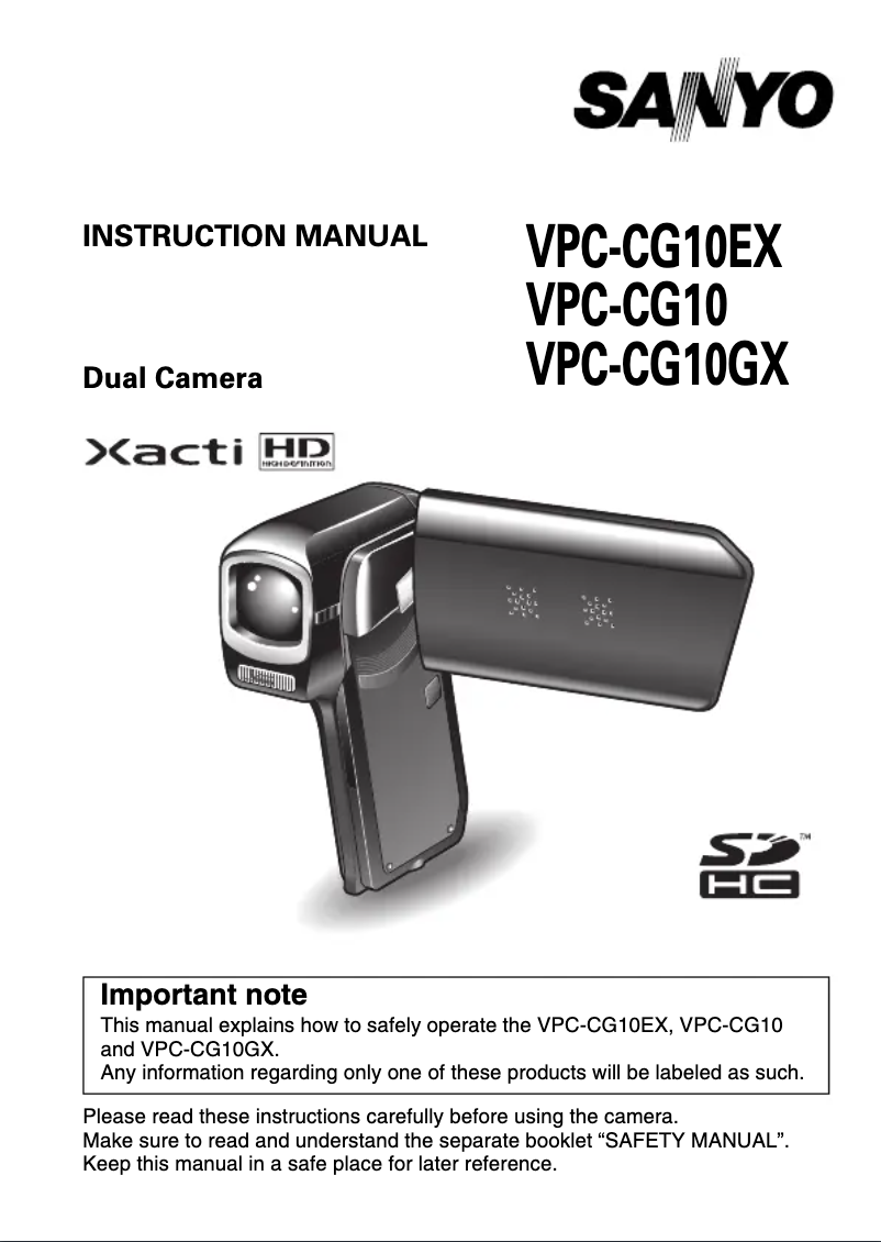 Page 1 de la notice Manuel utilisateur Sanyo Xacti VPC-CG10GX