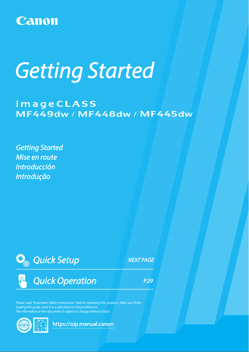 Page 1 de la notice Manuel utilisateur Canon imageCLASS MF448dw