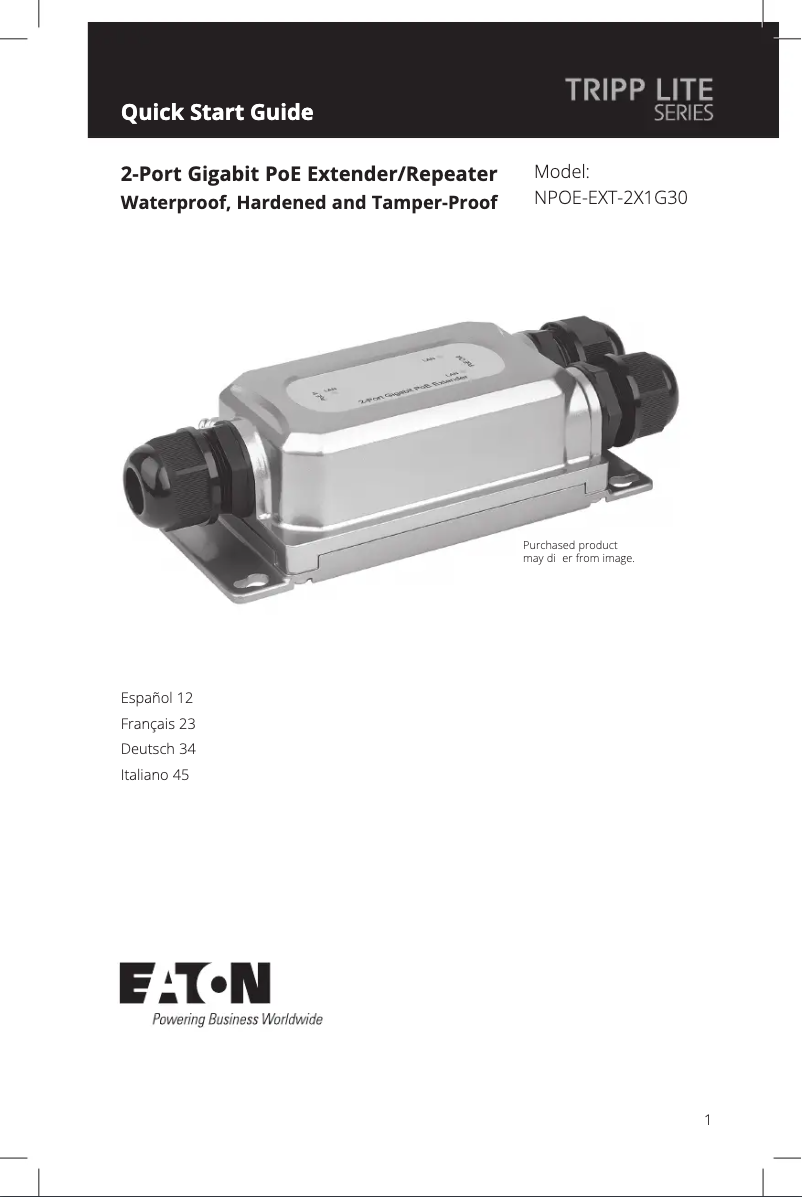 Page n°1 - Manuel utilisateur Tripp Lite NPOE-EXT-2X1G30