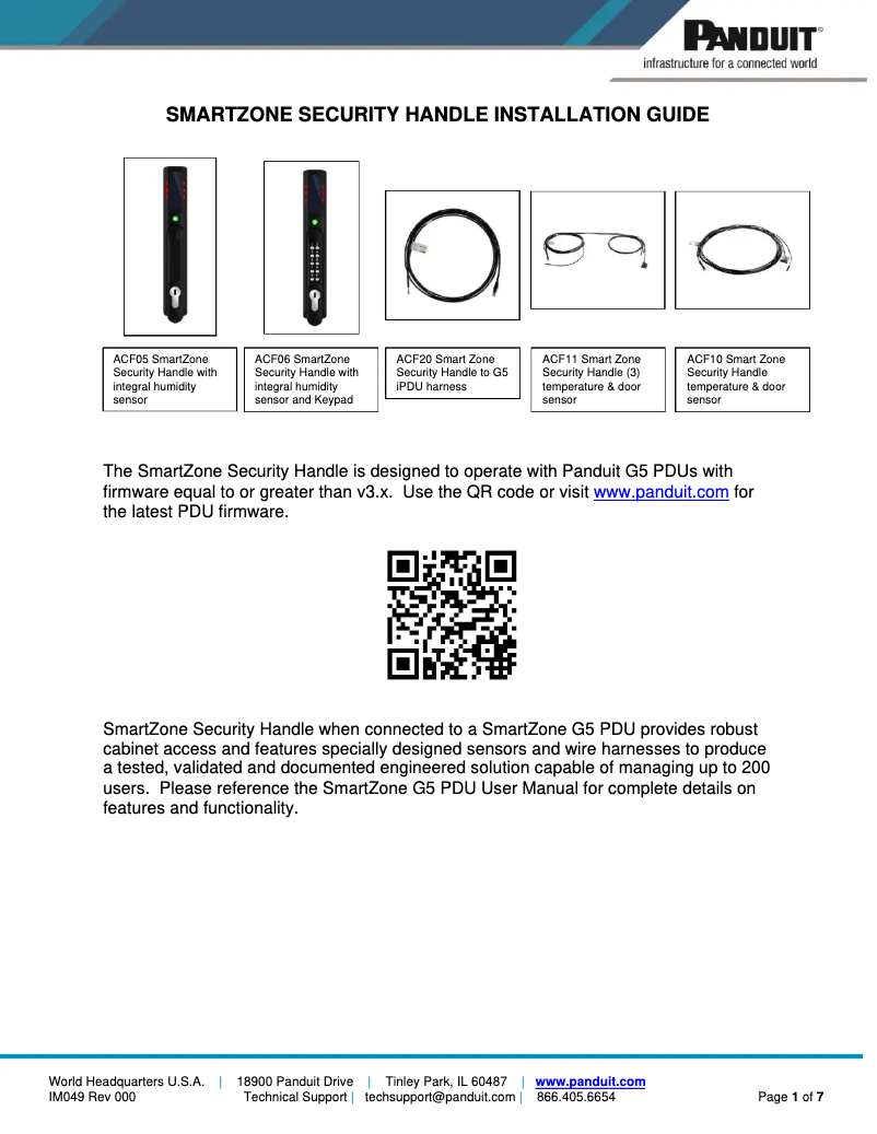 Page n°1 - Manuel utilisateur Panduit ACF05