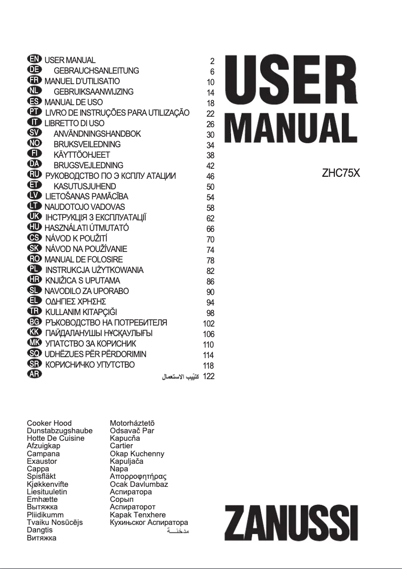 Image de la première page du manuel de l'appareil ZHC75X