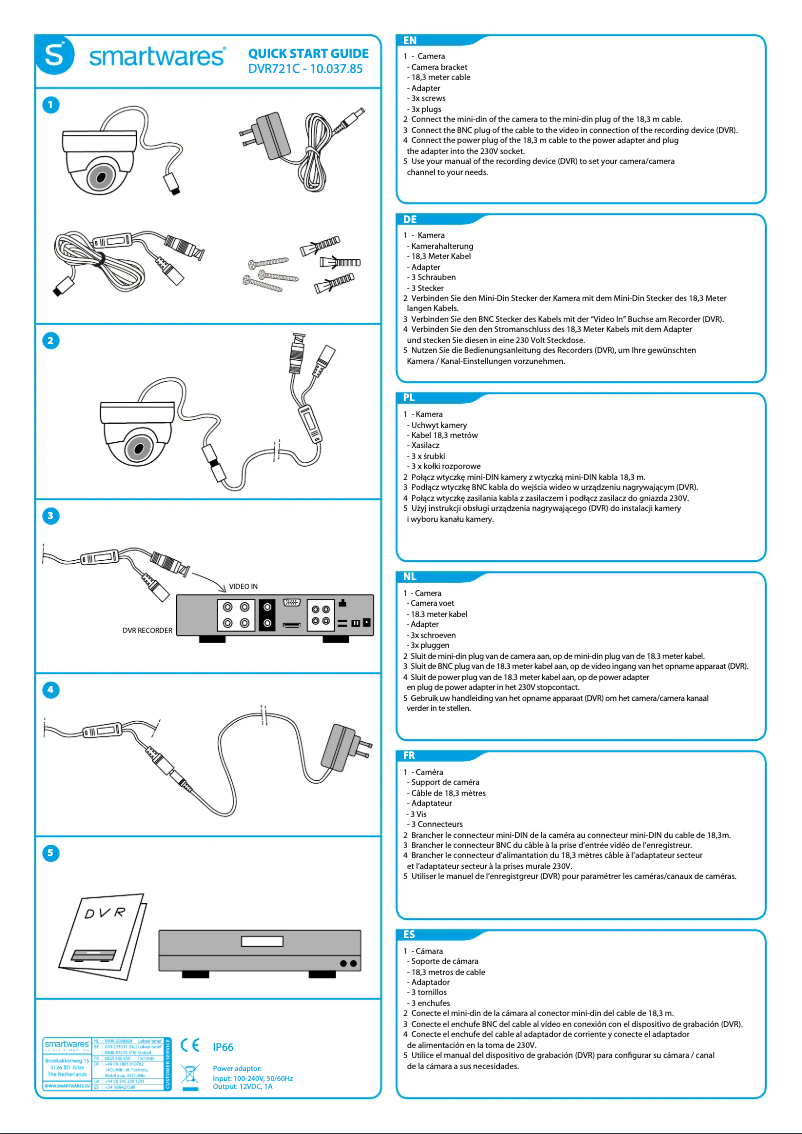 Page 1 de la notice Manuel utilisateur Smartwares DVR721C