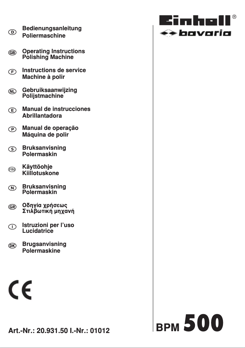 Page 1 de la notice Manuel utilisateur Einhell Bavaria BPM 500