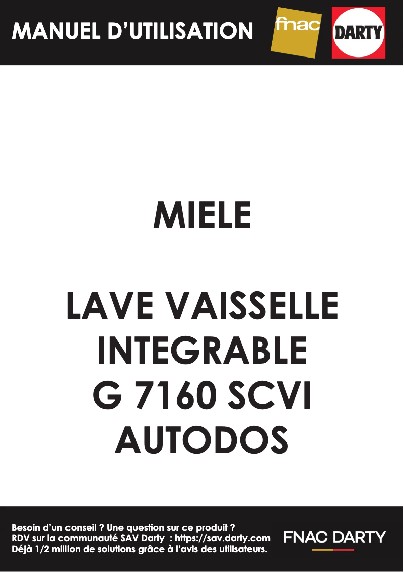 Page 1 de la notice Manuel utilisateur Miele G 7160 SCVi AutoDos
