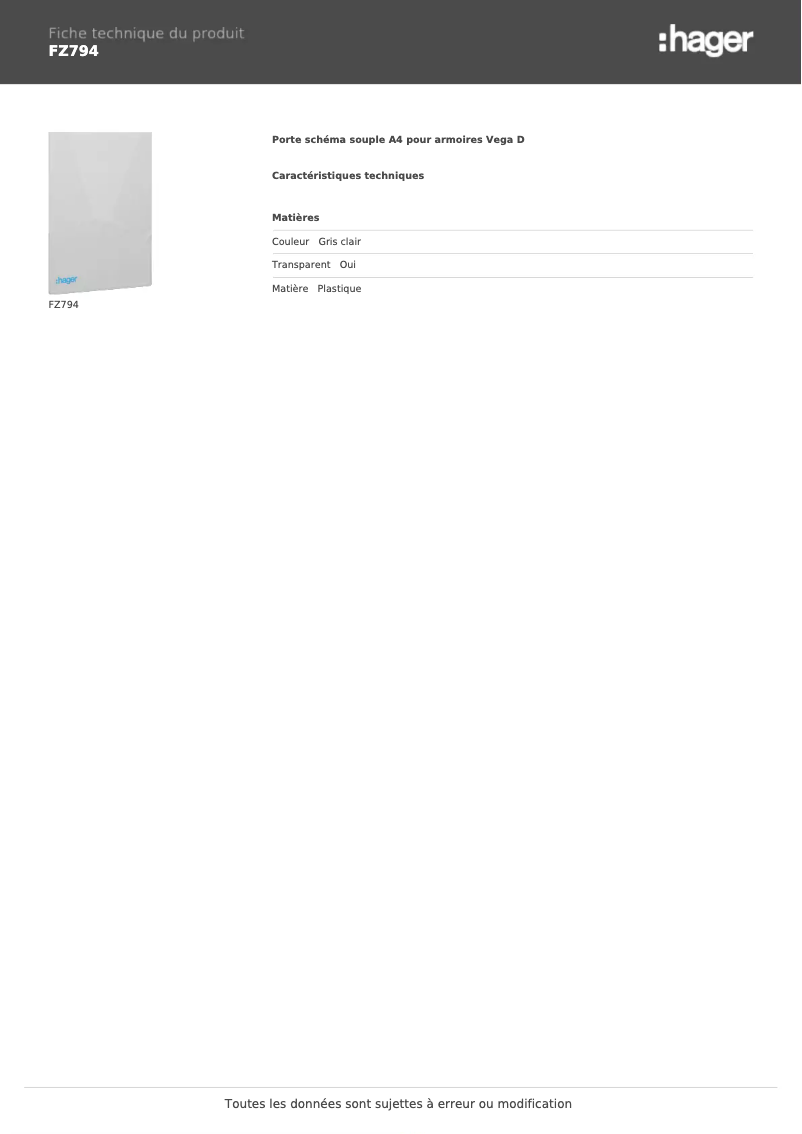 Image de la première page du manuel de l'appareil FZ794