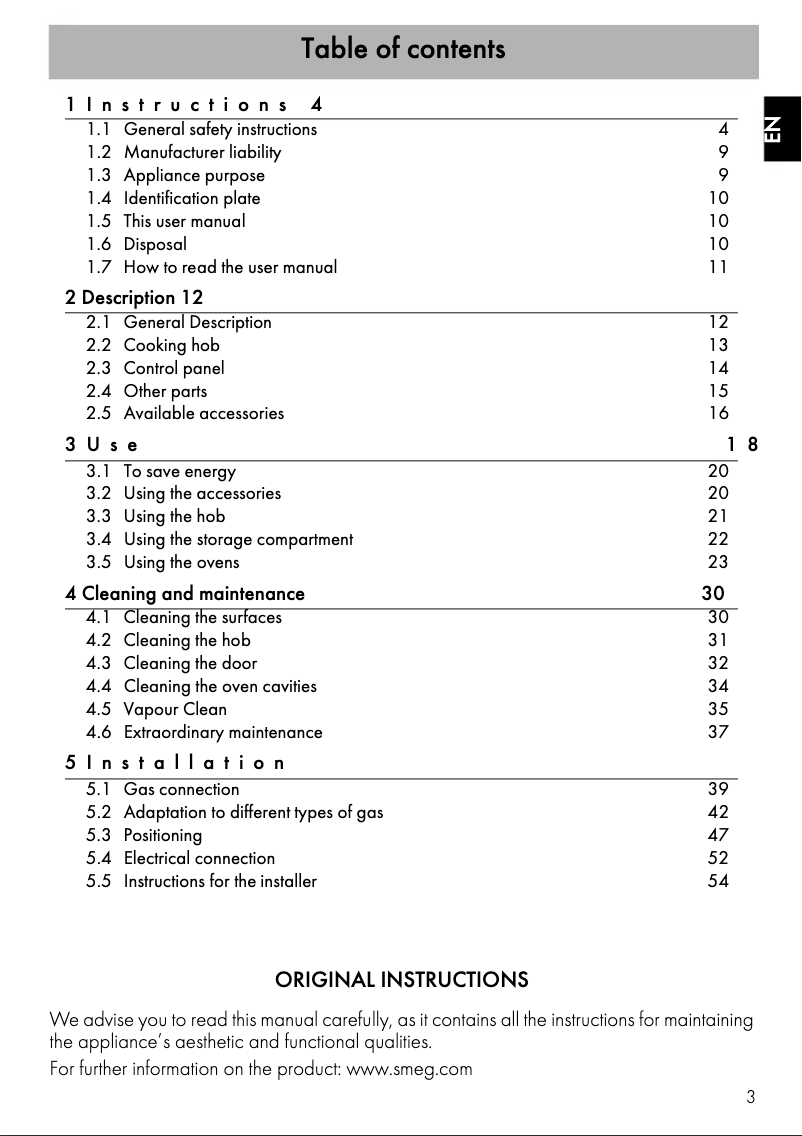 Page 1 de la notice Manuel utilisateur Smeg C92DX9