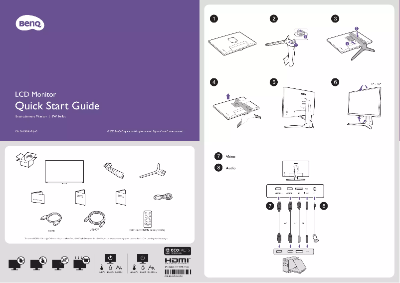 Page 1 de la notice Guide de démarrage rapide BenQ EW2880U