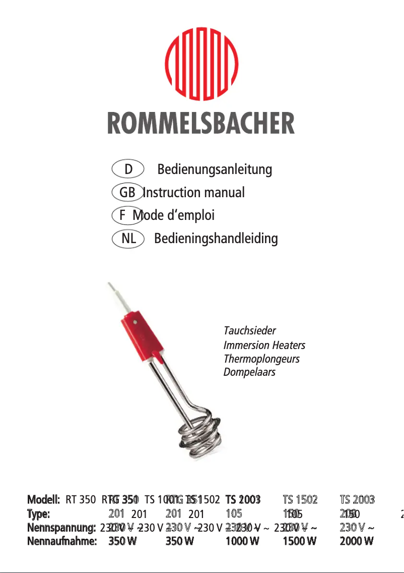 Página 1 del manual Manual de usuario Rommelsbacher TS 1001