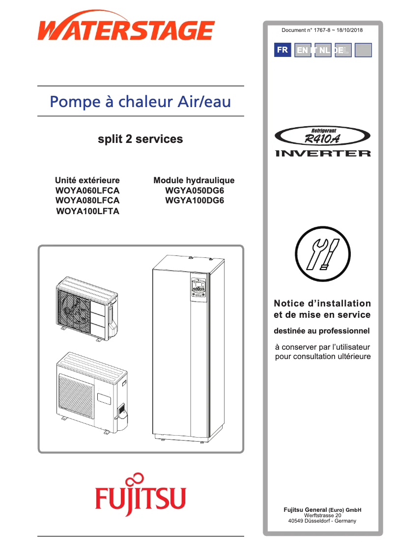 Image de la première page du manuel de l'appareil Waterstage WGYA100DG6