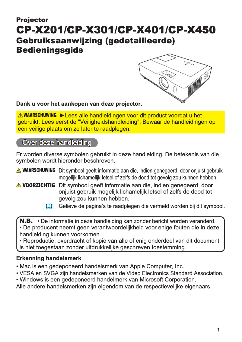 Page n°1 - Manuel utilisateur Hitachi CP-X301WP