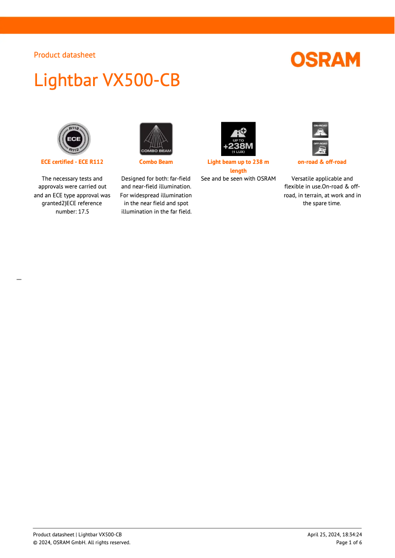 Page n°1 - Fiche technique Osram VX500-CB