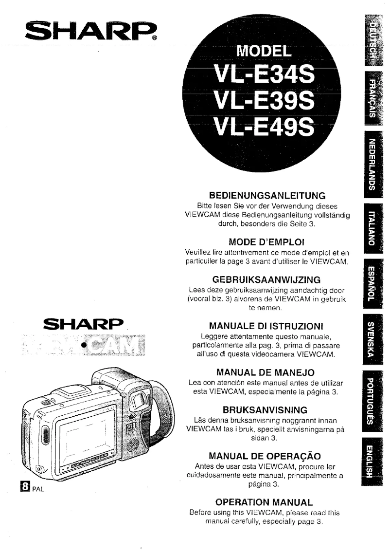 Page 1 de la notice Manuel utilisateur Sharp VL-E34S