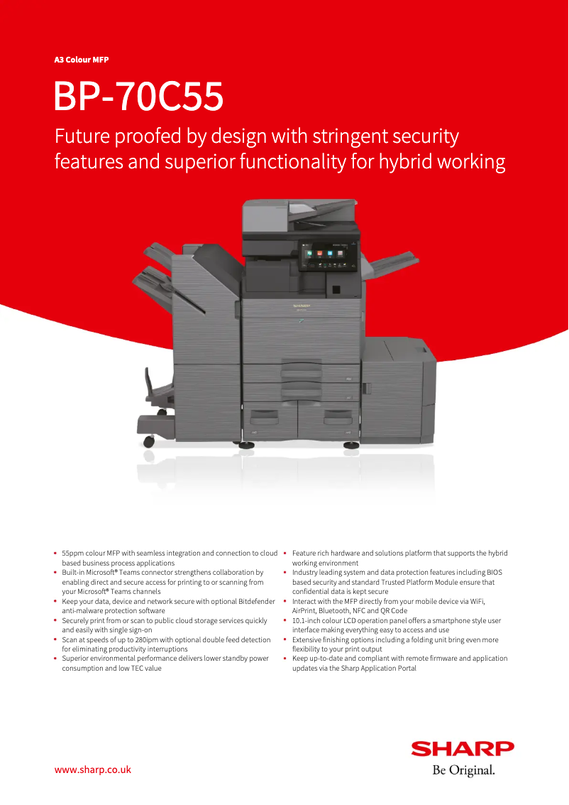 Page 1 of the manual Technical Sheet Sharp BP-70C55