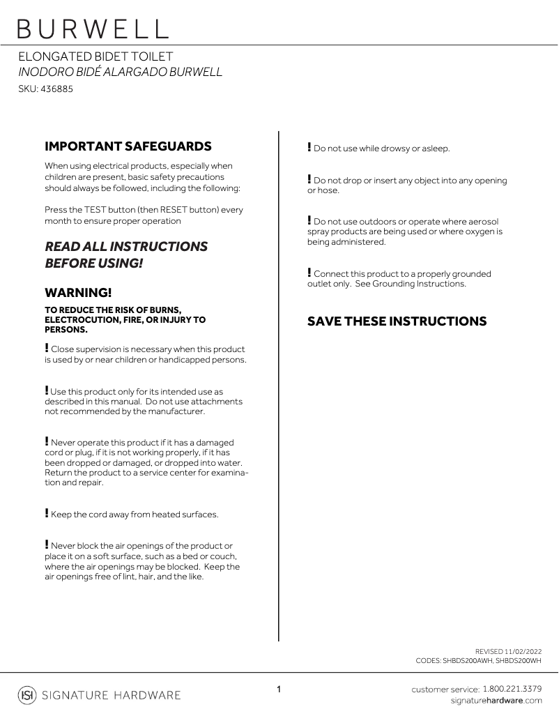 Page 1 de la notice Guide d'installation Signature Hardware Burwell 436885