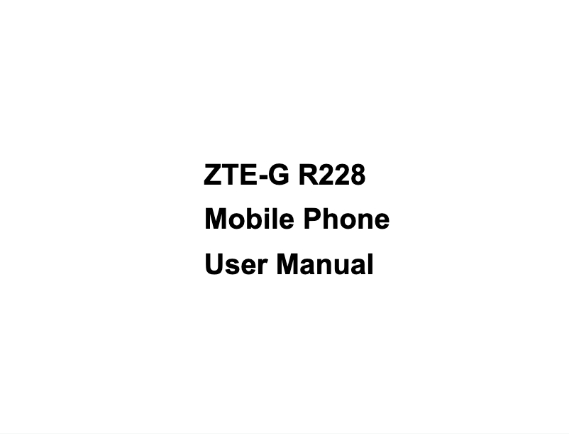 Page n°1 - Manuel utilisateur ZTE G-R228