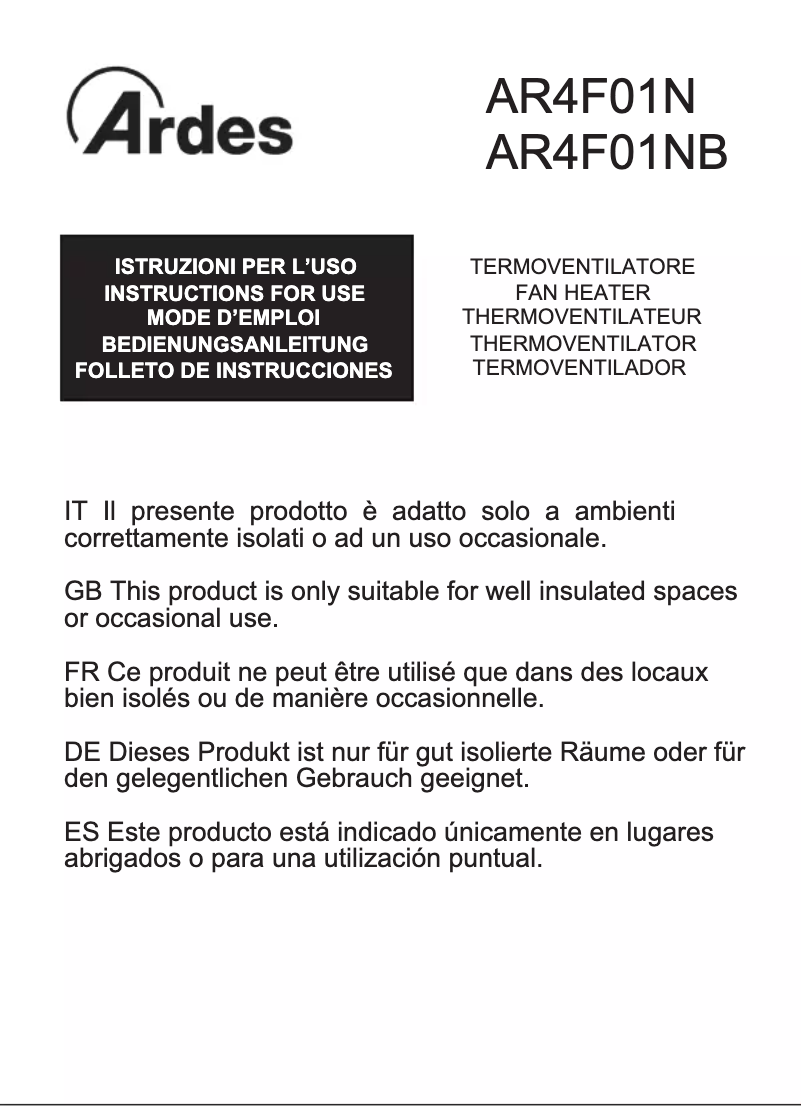 Page 1 de la notice Manuel utilisateur Ardes AR4F01N