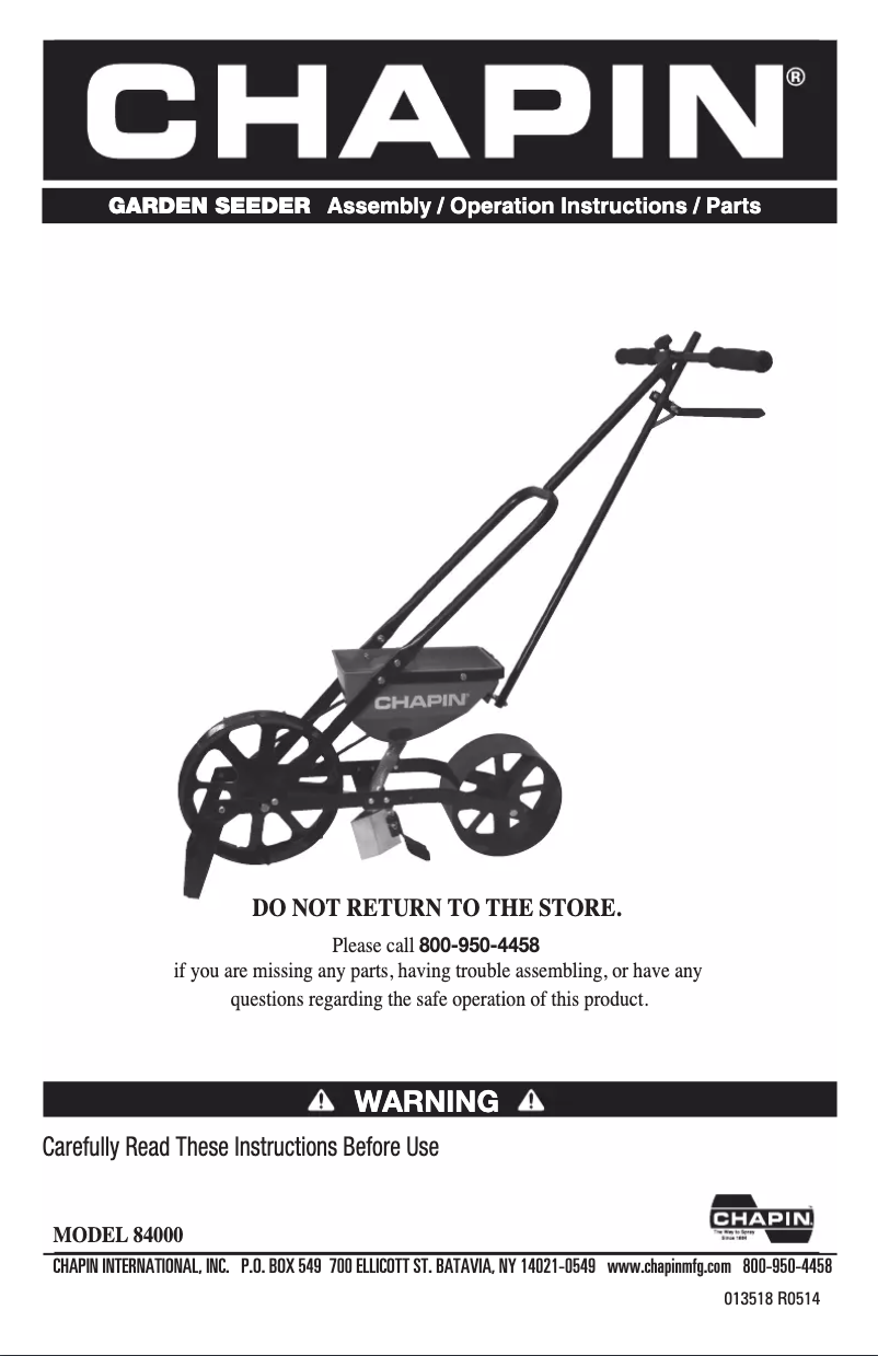 Page 1 de la notice Manuel utilisateur Chapin 84000