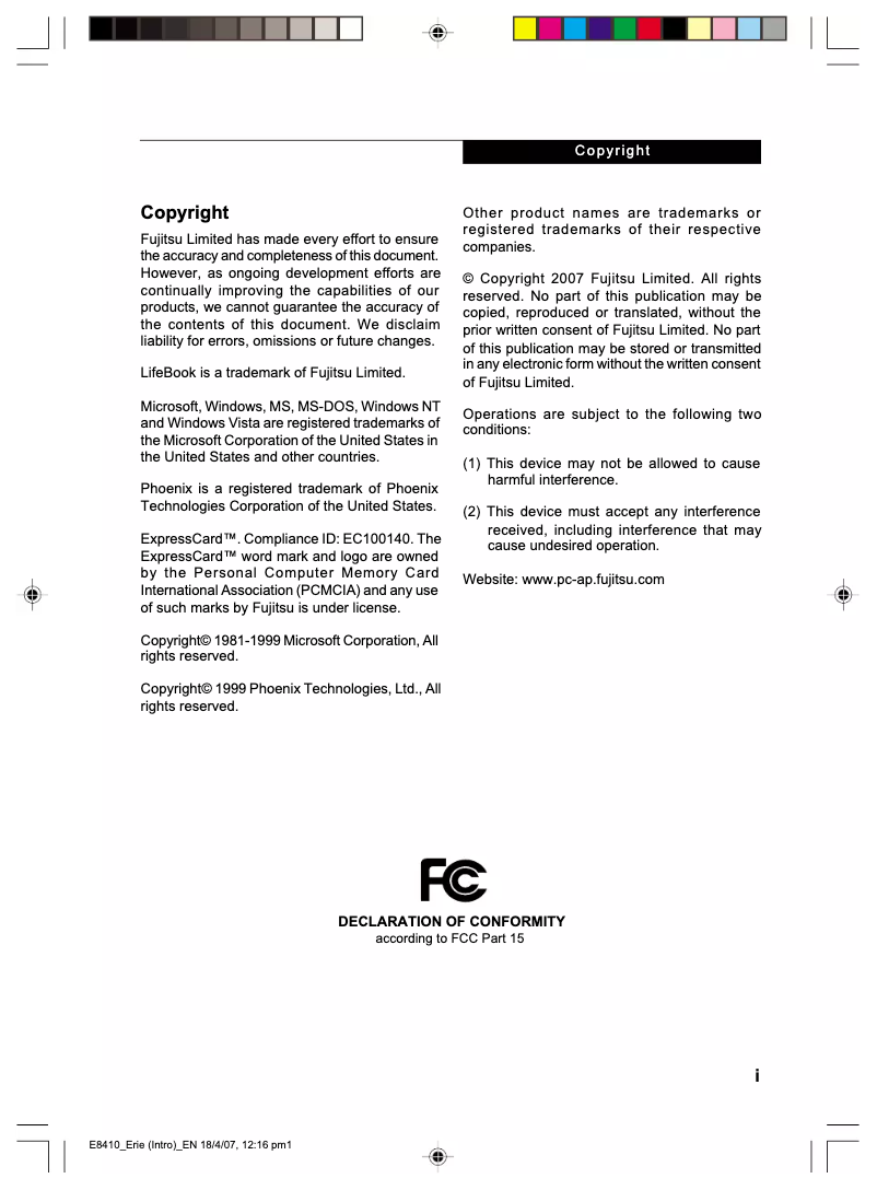 Page n°1 - Manuel utilisateur Fujitsu LifeBook E8410