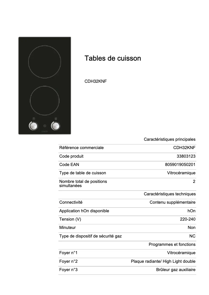 Image de la première page du manuel de l'appareil CDH32KNF