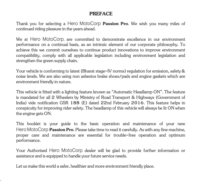 Page 1 de la notice Manuel utilisateur Hero Passion Pro (2017)