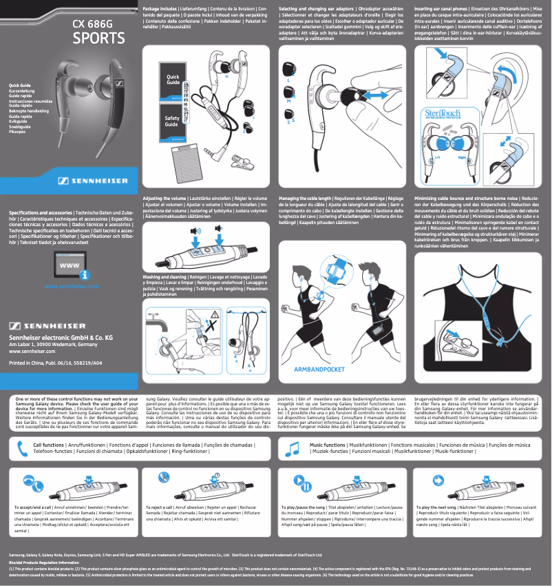 Page 1 de la notice Manuel utilisateur Sennheiser CX 686G SPORTS