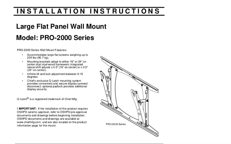 Page n°1 - Manuel utilisateur Chief PRO2000B