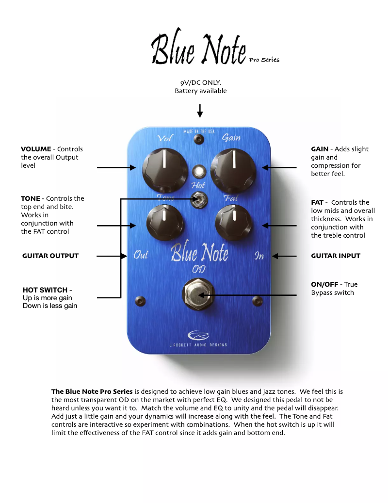 Image de la première page du manuel de l'appareil Blue Note