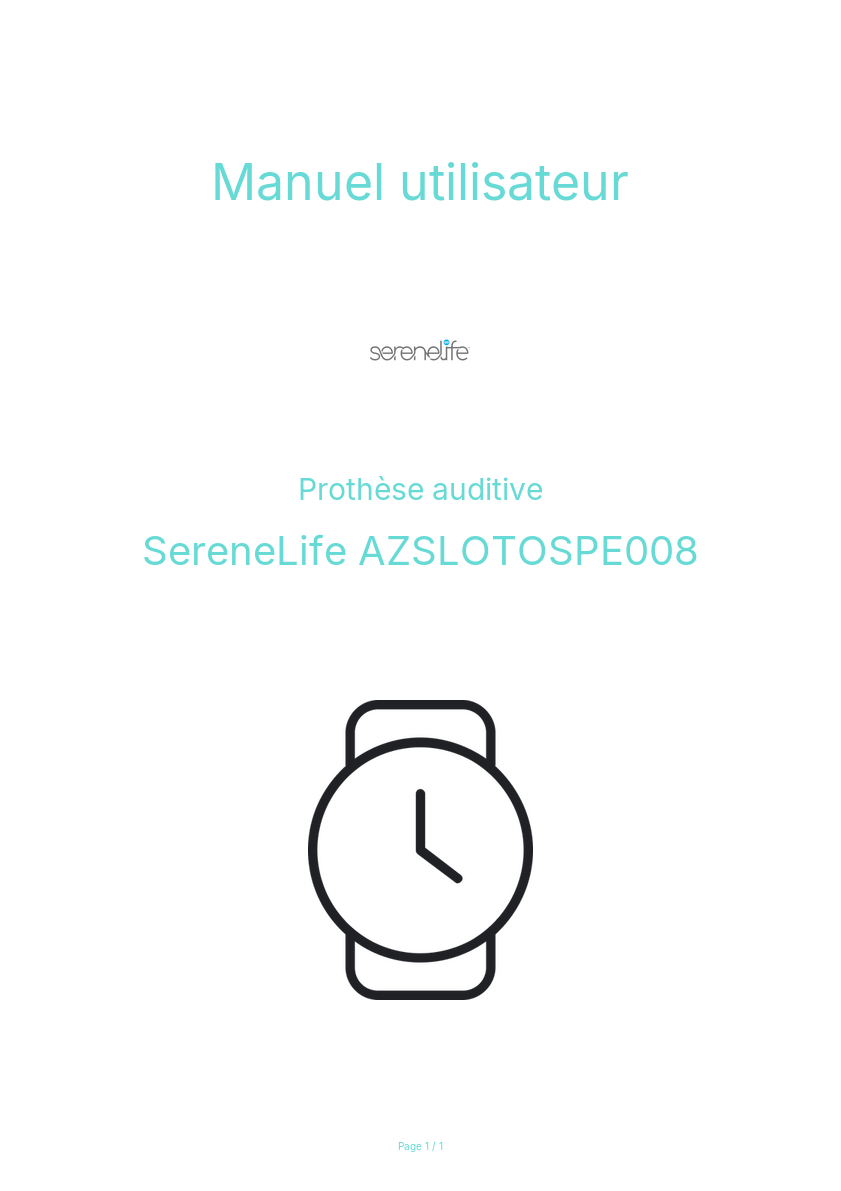 Page n°1 - Manuel utilisateur SereneLife AZSLOTOSPE008