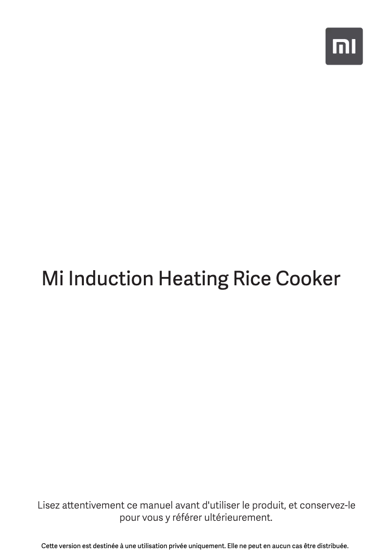 Image de la première page du manuel de l'appareil Mi Induction Heating Rice Cooker