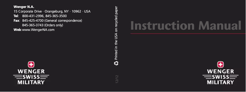 Page 1 de la notice Manuel utilisateur Wenger SwissGear 0541.108