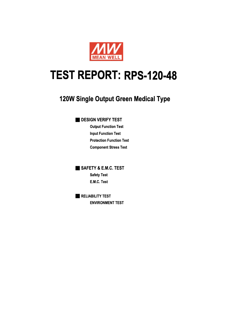 Page 1 de la notice Fiche technique Mean Well RPS-120-48