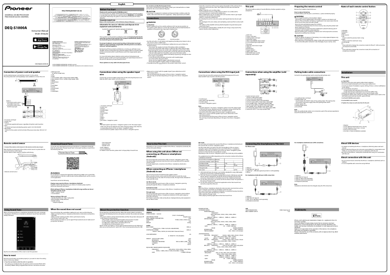Page n°1 - Manuel utilisateur Pioneer DEQ-S1000A
