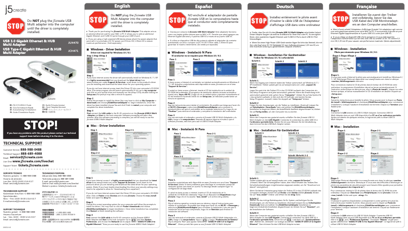 Page 1 de la notice Manuel utilisateur j5create JCH471