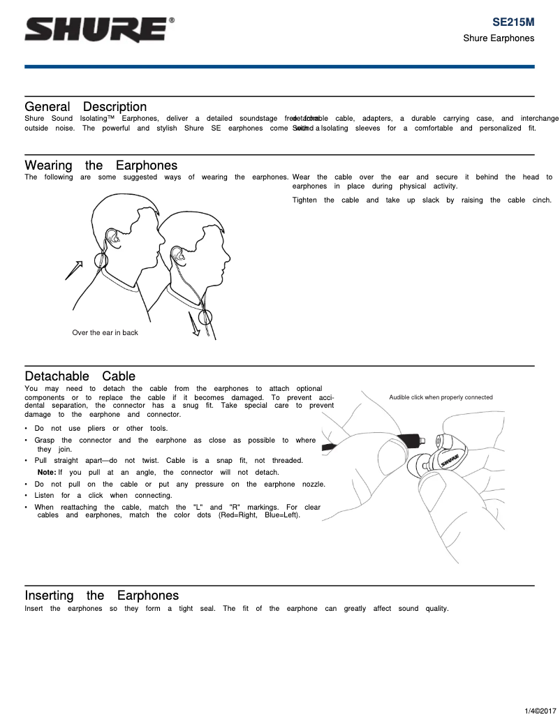 Image de la première page du manuel de l'appareil SE215 Pro