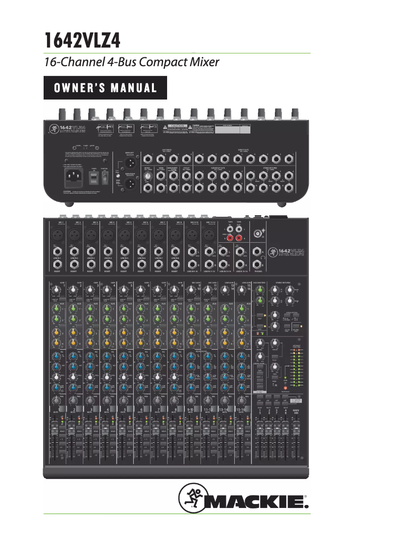 Page 1 de la notice Manuel utilisateur Mackie 1642VLZ4