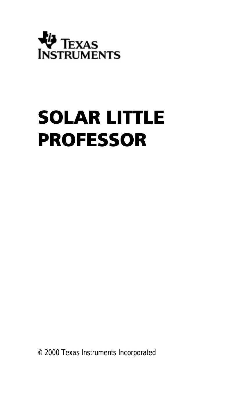 Image de la première page du manuel de l'appareil Solar Little Professor