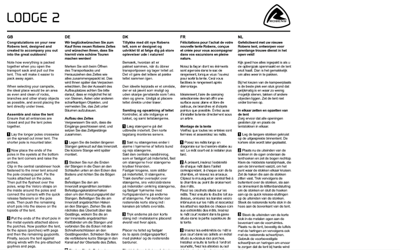 Page n°1 - Manuel utilisateur Robens Lodge 2