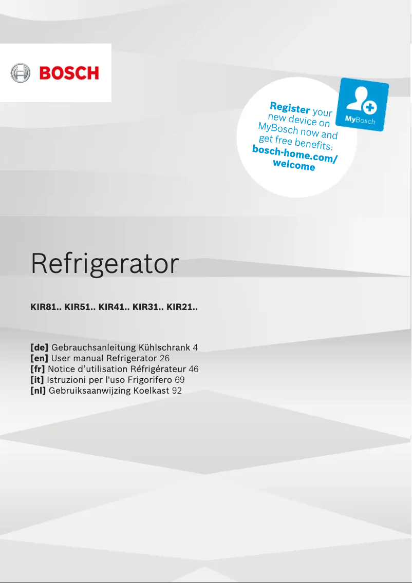 Page n°1 - Manuel utilisateur Bosch KIR81VSF0