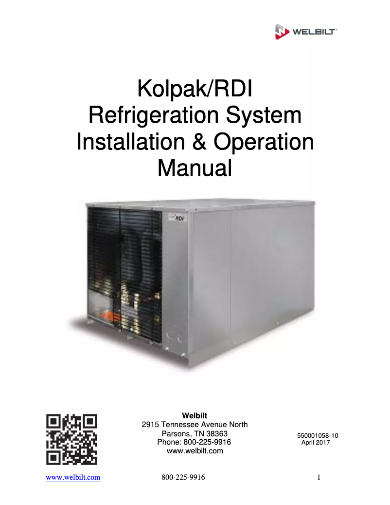 Page n°1 - Manuel utilisateur Kolpak Polar Pak PX6-0810-CT