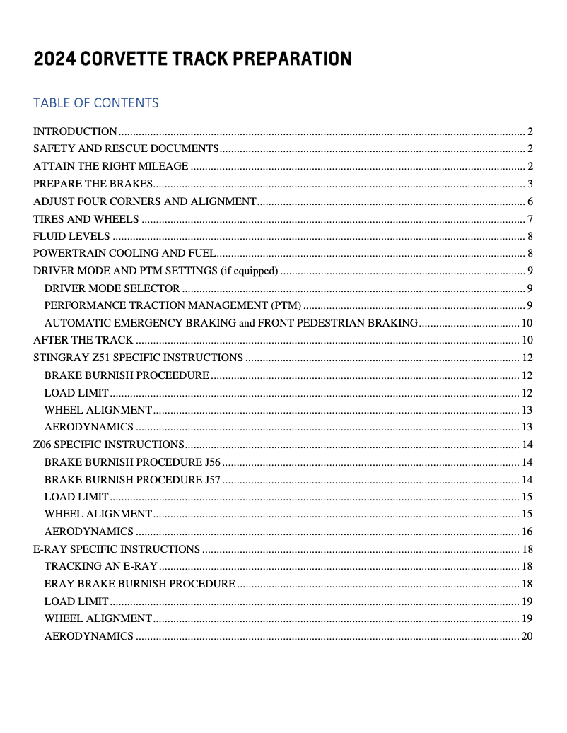 Page 1 de la notice Guide de démarrage rapide Chevrolet Corvette (2024)