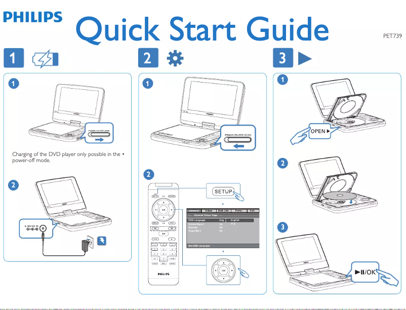 Page n°1 - Guide de démarrage rapide Philips PET739
