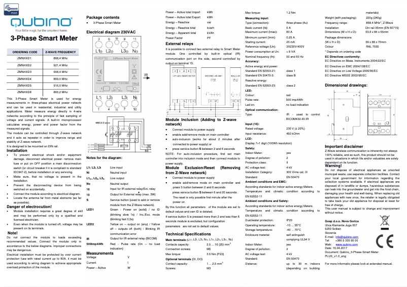 Page n°1 - Manuel utilisateur Qubino ZMNHXD3