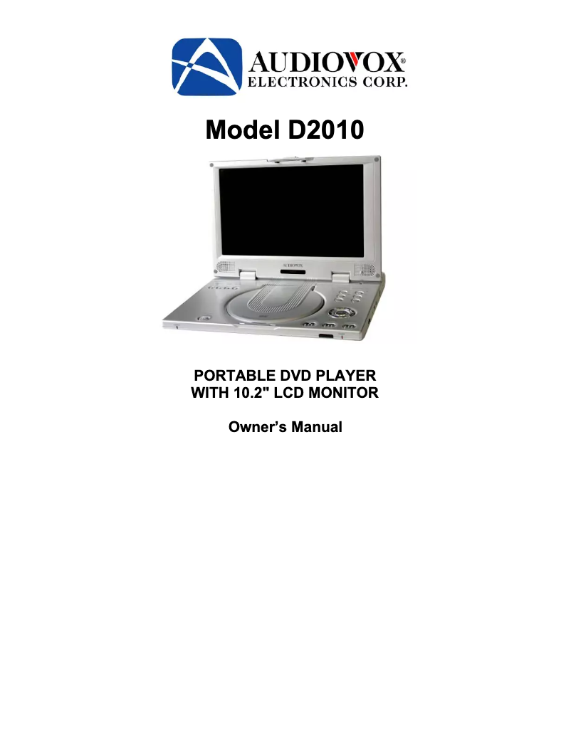 Page n°1 - Manuel utilisateur VOXX D2010