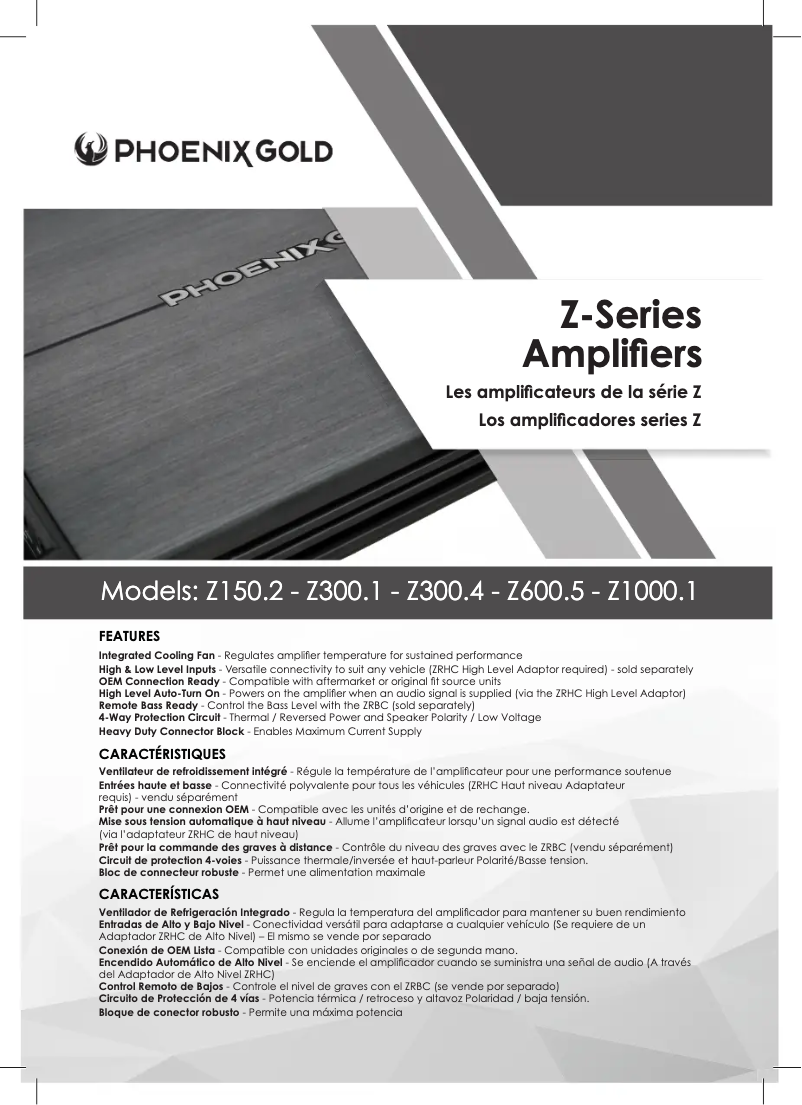 Page n°1 - Manuel utilisateur Phoenix Gold Z1000.1