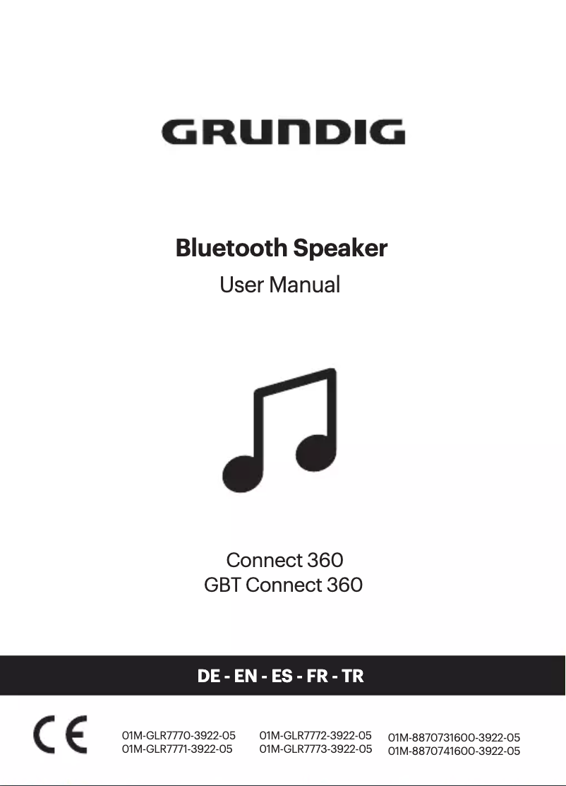 Page 1 de la notice Manuel utilisateur Grundig GBT Connect 360