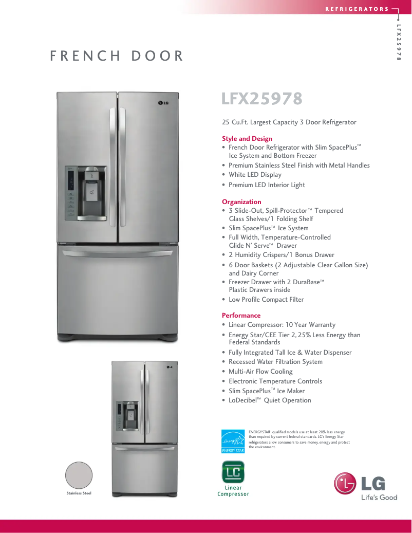 Página 1 del manual Ficha técnica LG LFX25978ST